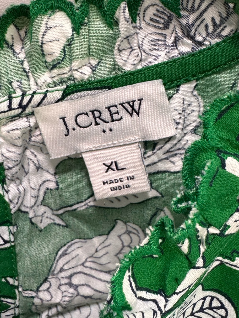 J CREW Green Floral Ruffle-Sleeve Shell - Picture 3 of 3